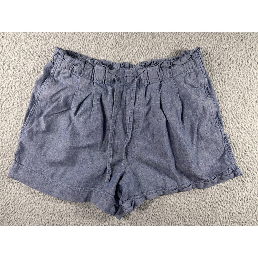 Uniqlo Shorts Women M Blue‎ Linen Cotton Loose Fit Minimalist Coastal Nautical
